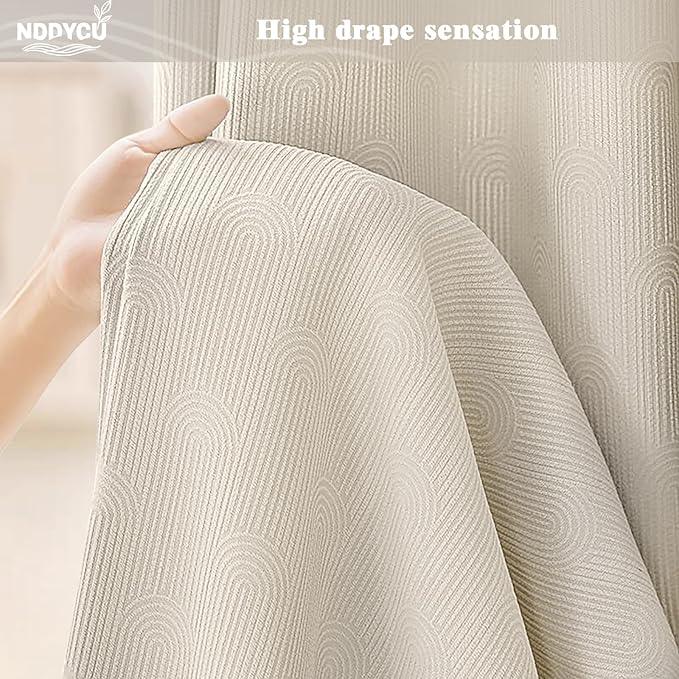 NDDYCU Boho Shower Curtain Cotton Texture Mid Century Minimalist Arch Shower Curtain for Bathroom, Greige,72" W X 78" L - ModernBath