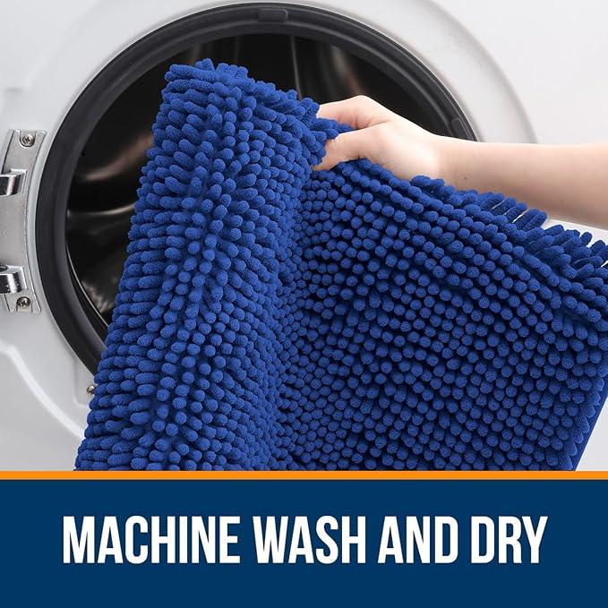 OLANLY Bathroom Rugs 44x24, Extra Soft Absorbent Chenille Bath Rugs, Rubber Backing Quick Dry, Machine Washable Bath Mats for Bathroom Floor, Tub and Shower, Home Decor Accessories, Royal Blue - ModernBath