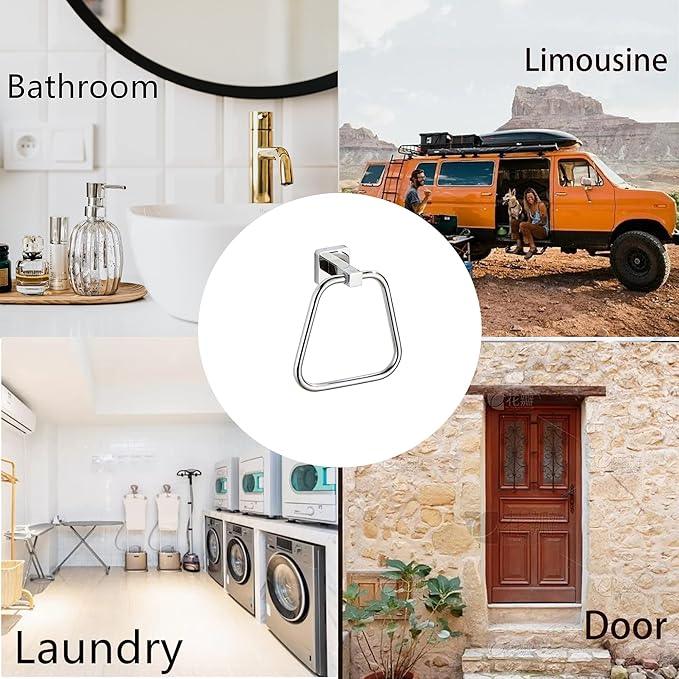 Chrome Towel Ring for Bathroom 2 Pack, Kitchen Bath Towel Holder Hangers Wall Mount Heavy Duty Stainless Steel - ModernBath