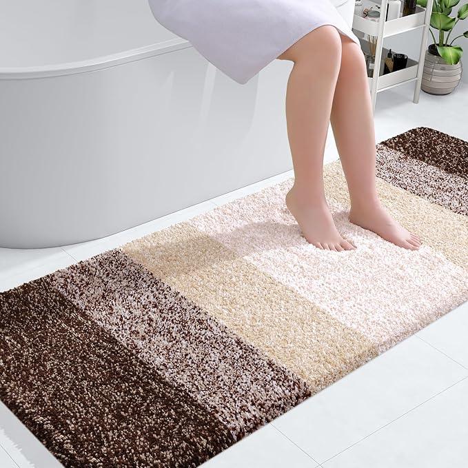OLANLY Bathroom Runner Rugs 59x24, Extra Soft Absorbent Microfiber Bath Rugs, Rubber Backing, Quick Dry, Machine Washable Bath Mats for Bathroom Floor, Tub and Shower, Home Decor Accessories, Brown - ModernBath