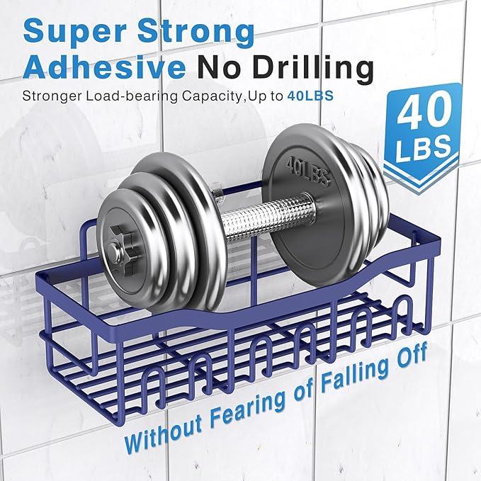 EUDELE 5-Pack Rustproof Stainless Steel Shower Caddy – No Drill Adhesive Bathroom Organizer with Large Capacity, Spacious Shower Shelves for Inside Shower, Kitchen & Home Decor Storage-XL Size - ModernBath