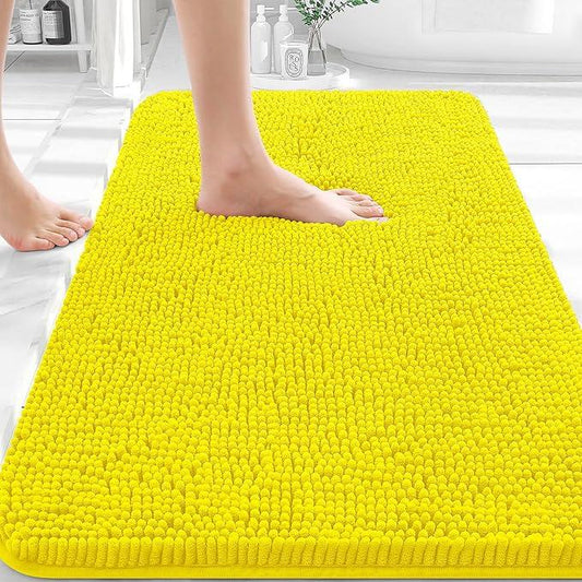 OLANLY Bathroom Rugs 30x20, Extra Soft Absorbent Chenille Bath Rugs, Rubber Backing Quick Dry, Machine Washable Bath Mats for Bathroom Floor, Tub and Shower, Home Decor Accessories, Lemon Yellow - ModernBath