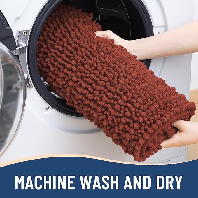 Arotive Luxury Chenille Bathroom Rug Mat, Extra Soft Thick Absorbent Shaggy Bath Rugs, Non-Slip Machine Wash Dry, Plush Bath Mats for Bathroom, Shower and Tub, 24x16, Rustic Terracott - ModernBath