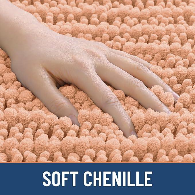 Smiry Bathroom Rugs Mat 30x20, Extra Soft Absorbent Chenille Bath Rugs, Non Slip Rubber Backing Machine Washable Quick Dry Bath Mats for Bathroom Floor, Tub, Shower, Home Decor Accessories, Peach - ModernBath