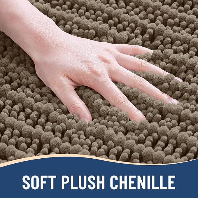 Arotive Luxury Chenille Bathroom Rug Mat, Extra Soft Thick Absorbent Shaggy Bath Rugs, Non-Slip Machine Wash Dry, Plush Bath Mats for Bathroom, Shower and Tub, 54x24, Camel - ModernBath