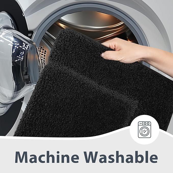 anllugs Bathroom Rugs 20" x 30", Non-Slip Extra Soft Absorbent Bath Rugs, Machine Washable Quick Dry Bath Mats for Bathroom Floor, Shower, Bathtub and Sink, Black - ModernBath