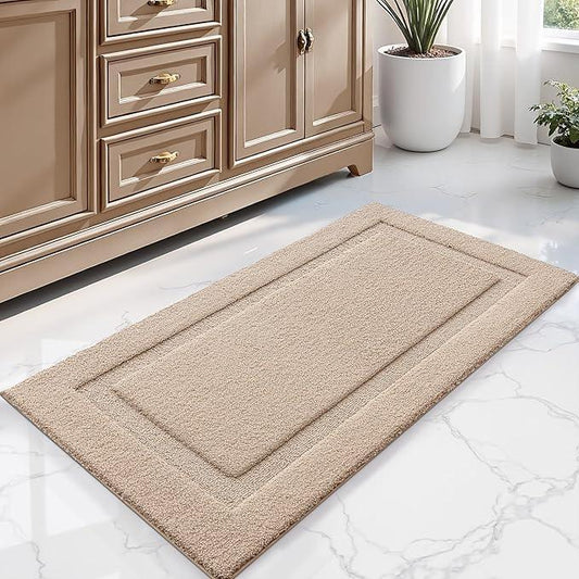 LUMI Large Ultra Soft Bathroom Rugs Non Slip with Rubber Backing, Absorbent Washable Bath Mat Quick Dry, Upgraded Premium Microfiber Plush Carpet for Bathtub and Shower Floor, Beige, 24x43 - ModernBath
