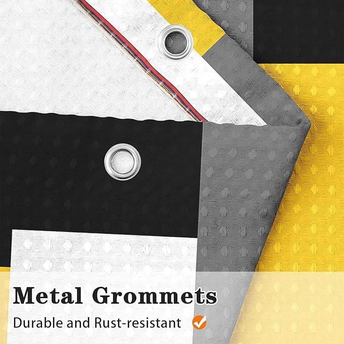 Culudea Geometric Yellow White Shower Curtain Set, Black and Gray Modern Bathroom Window Waterproof Shower Curtain Set for Bathroom Decor - ModernBath