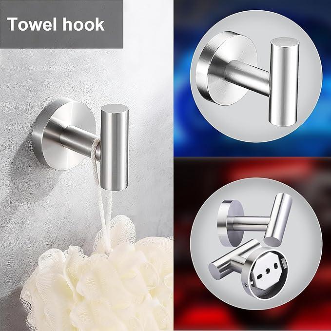 5 Pieces Brushed Nickel Bathroom Hardware Accessories Set, SUS304 Stainless Steel 24 Inch Bath Towel Bar Set, Round Bathroom Towel Holder Set, Towel Racks for Bathroom Wall Mounted - ModernBath