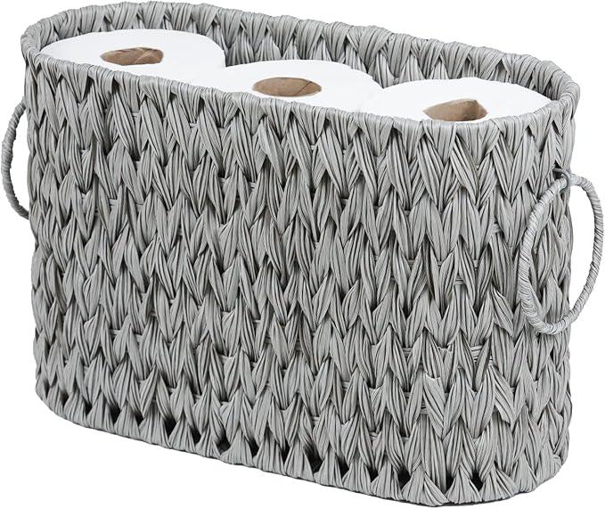 Toilet Paper Storage - Waterproof Wicker Basket for Bathroom, Holds 6 Rolls - ModernBath