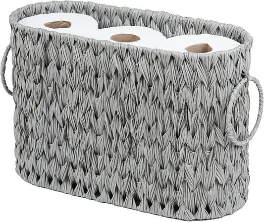 Toilet Paper Storage - Waterproof Wicker Basket for Bathroom, Holds 6 Rolls - ModernBath