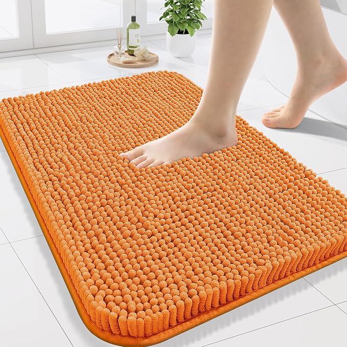 Arotive Bathroom Rugs 24x16, Extra Soft Absorbent Shaggy Chenille Bath Rugs, Machine Washable Rubber Backing Non-Slip Bath Mats for Bathroom Floor Tub and Shower, Home Decor Accessories, Coral - ModernBath