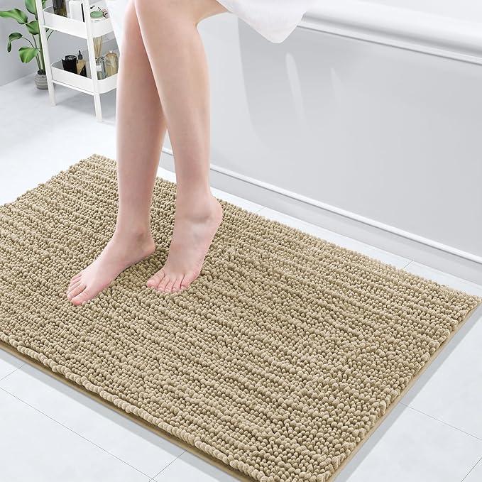 Arotive Luxury Chenille Bathroom Rug Mat, Extra Soft Thick Absorbent Shaggy Bath Rugs, Non-Slip Machine Wash Dry, Plush Bath Mats for Bathroom, Shower and Tub, 40x24, Beige - ModernBath