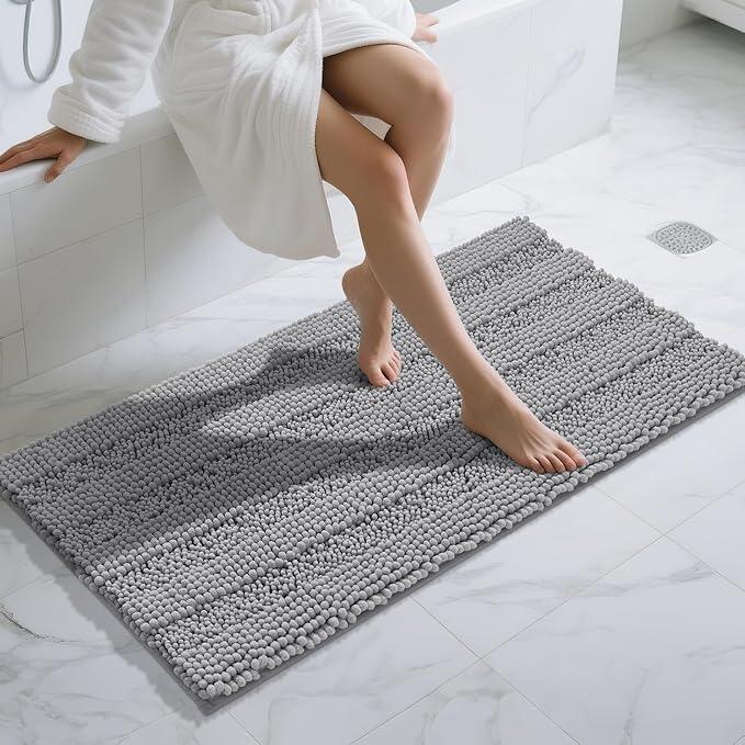Yimobra Bathroom Runner Rugs 55"x24", Non Slip and Absorbent Bath Mat, Super Soft Water Absorbent Hallway Carpet, Machine Washable Rug for Vanity Tub Shower, Gray - ModernBath