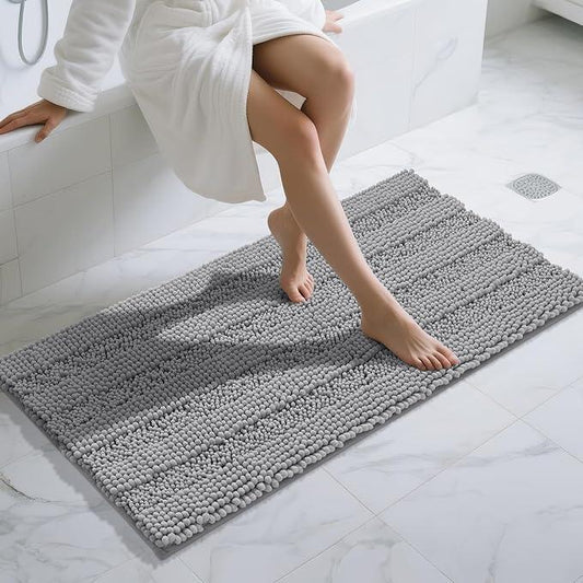 Yimobra Bathroom Runner Rugs 55"x24", Non Slip and Absorbent Bath Mat, Super Soft Water Absorbent Hallway Carpet, Machine Washable Rug for Vanity Tub Shower, Gray - ModernBath