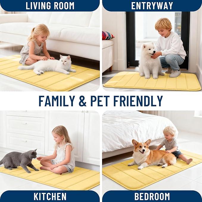 OLANLY Memory Foam Long Bathroom Rugs Runner 59x20, Super Soft Absorbent Bath Mat, Quick Dry, Machine Washable Shower Floor Rugs, Bathmat Carpet, Bathroom Home Decor Accessories, Yellow - ModernBath