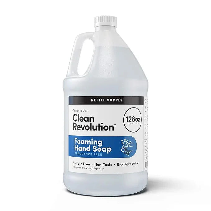 Clean Revolution Foaming Hand Soap Refill Supply, Gentle, Moisturizing & Eco-Friendly, Ready to Use Formula, Gluten Free, Unscented, Fragrance Free, 128 Fl Oz - ModernBath