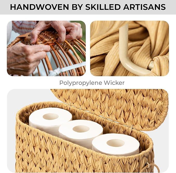 GRANNY SAYS Toilet Paper Storage Basket with Handle, Decorative Toilet Paper Holder, Waterproof Bathroom Organizers and Storage, Wicker Basket for Bathroom Storage - ModernBath