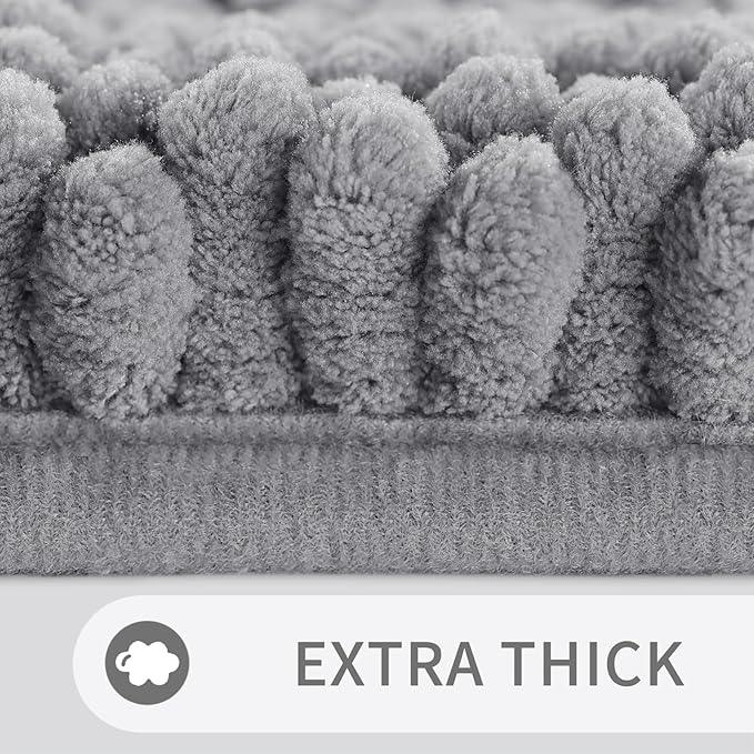 Yimobra Toilet Rugs U Shaped Washable 24 x 20, Non Slip and Super Absorbent Toilet Mat, Quick Dry, Ultra Luxury Microfiber Chenille Plush Fluffy Contour Bath Rugs for Toilet Base, Gray - ModernBath