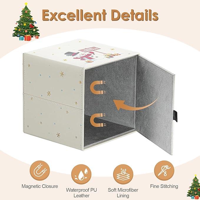 Luxspire Christmas Tissue Box Cover, 5.51" Square Tissue Box Cover with Magnetic Closure, Tissue Box Holder Christmas Decor for Living Room Bedroom Countertop Cars Hotels, Christmas Snowman - ModernBath