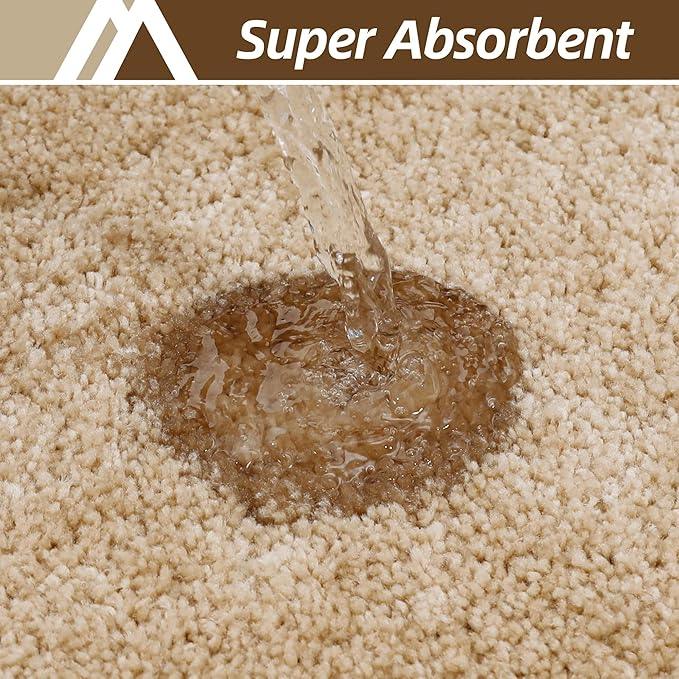 COSY HOMEER Bath Rugs for Bathroom Extra Thick - Anti-Slip Bath Mats Soft Plush Yarn Shaggy 100% Strong Mirco Polyeste Mat Living Room Bedroom Mat Floor Water Absorbent(Beige,24x36 - Inches) - ModernBath
