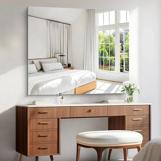 KOCUUY Large Frameless Mirror, 40x48 Inch Square Bathroom Vanity Mirror for Over Sink, Upgraded Shatterproof Unframed Design for Bedroom, Living Room, Entryway - ModernBath