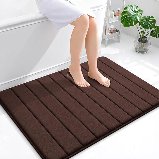 OLANLY Memory Foam Bath Mat 40x32, Super Soft Absorbent Bathroom Rugs, Quick Dry, Machine Washable Shower Floor Rugs, Bathmat Carpet, Bathroom Home Decor Accessories, Brown - ModernBath