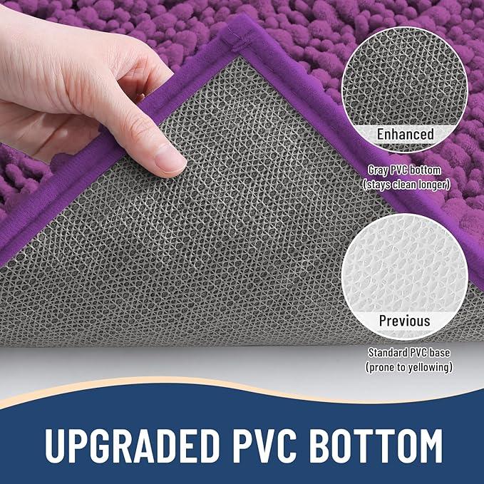 Arotive Luxury Chenille Bathroom Rug Mat, Extra Soft Thick Absorbent Shaggy Bath Rugs, Non-Slip Machine Wash Dry, Plush Bath Mats for Bathroom, Shower and Tub, 30x17, Purple - ModernBath