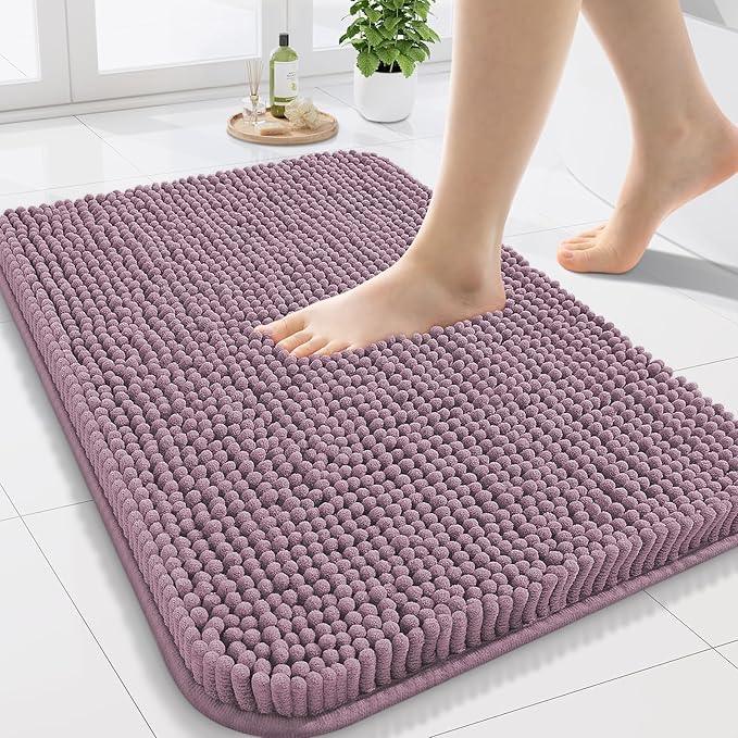 Arotive Bathroom Rugs 24x16, Extra Soft Absorbent Shaggy Chenille Bath Rugs, Machine Washable Rubber Backing Non-Slip Bath Mats for Bathroom Floor Tub and Shower, Home Decor Accessories, Deep Plum - ModernBath