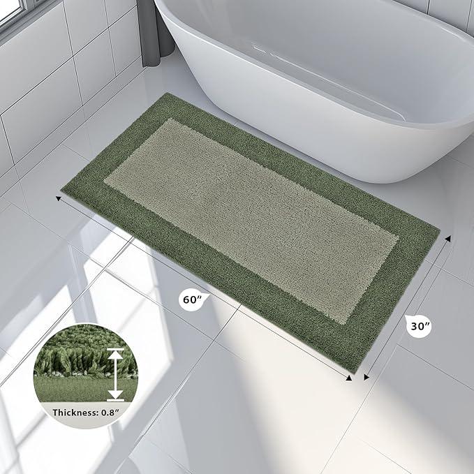 anllugs Bathroom Rugs 30" x 60", Non-Slip Extra Soft Absorbent Bath Rugs, Machine Washable Quick Dry Bath Mats for Bathroom Floor, Shower, Bathtub and Sink, Sage Green & Budding Green - ModernBath