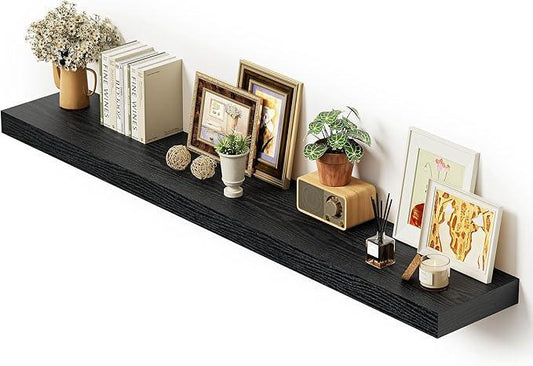 Vivelove 55x10.3 Long Floating Shelves for Wall, Storage Shelf for Living Room, Kitchen, Farmhouse, Wall Shelves with Invisible Brackets,Set of 1, Black - ModernBath