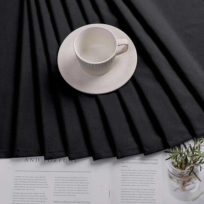 OVZME Zora 36 x 72 Inch Stall Fabric Shower Curtain - Soft Small Black Shower Curtain for Bathroom for Narrow Stall Size, Machine Washable Water Resistance, Hotel Style, Black - ModernBath