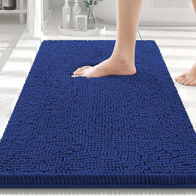 Smiry Luxury Chenille Bathroom Rugs 30x20, Extra Soft and Absorbent Shaggy Bath Mat, Machine Washable, Non-Slip Plush Carpet Runner for Tub, Shower, and Floor, Home Decor Accessories, Royal Blue - ModernBath
