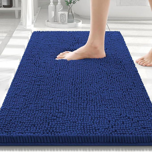 Smiry Luxury Chenille Bathroom Rugs 30x20, Extra Soft and Absorbent Shaggy Bath Mat, Machine Washable, Non-Slip Plush Carpet Runner for Tub, Shower, and Floor, Home Decor Accessories, Royal Blue - ModernBath