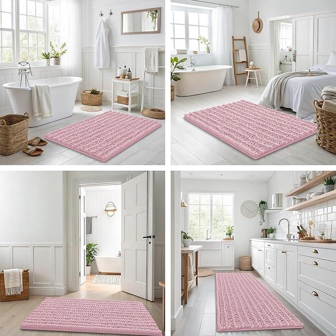 Smiry Bathroom Rugs Mat 36x24, Extra Soft Absorbent Chenille Bath Rugs, Non Slip Rubber Backing Machine Washable Quick Dry Bath Mats for Bathroom Floor, Tub, Shower, Home Decor Accessories, Dusty Rose - ModernBath