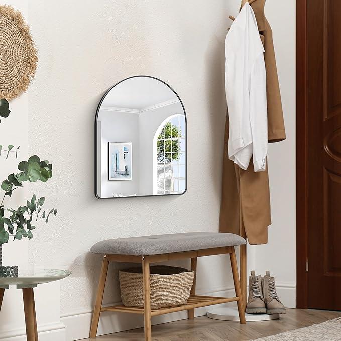 FORBATH Arched Bathroom Mirror 18x24 Inch, Black Bathroom Mirror Wall Mounted Modern Aluminum Alloy Frame Arch Mirror for Bedroom Living Room Entryway, Hanging or Leaning Against Wall - ModernBath