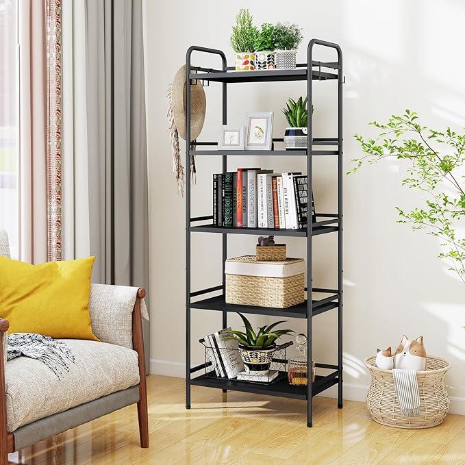 HDANI Storage Shelves, 5-Tier Metal Storage Rack with Shelf,Shelf Organizer,Garage Standing Shelving Unit for Laundry,Bathroom,Kitchen,Pantry, Closet,23.6''W X 13.8''D X 63''H,Black - ModernBath