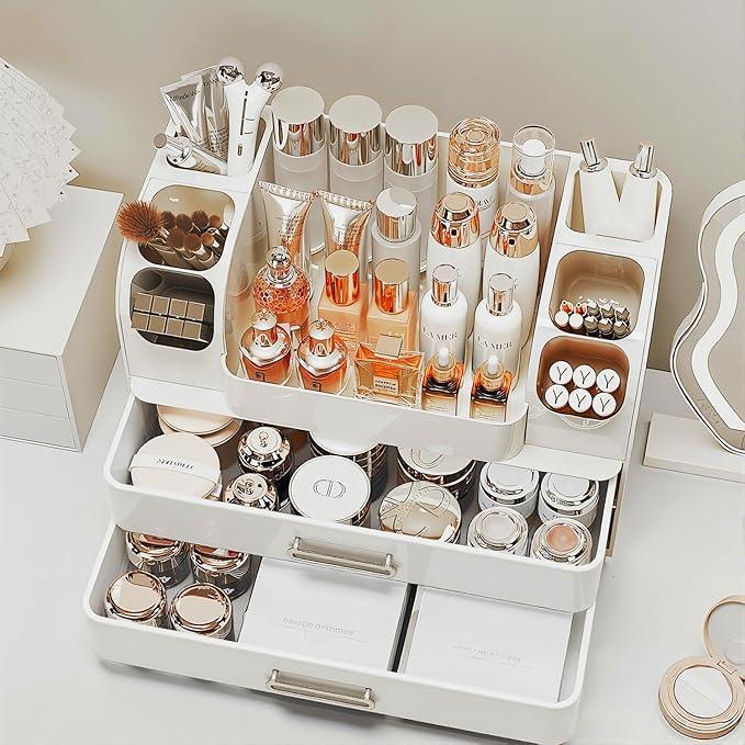 Makeup Organizer with Drawers for Vanity,Bathroom Countertop Organizer with Brushes Holder,Skincare Storage Organizer,Perfect Cosmetic Display Case for Skincare,Lipstick and Beauty Essential - ModernBath