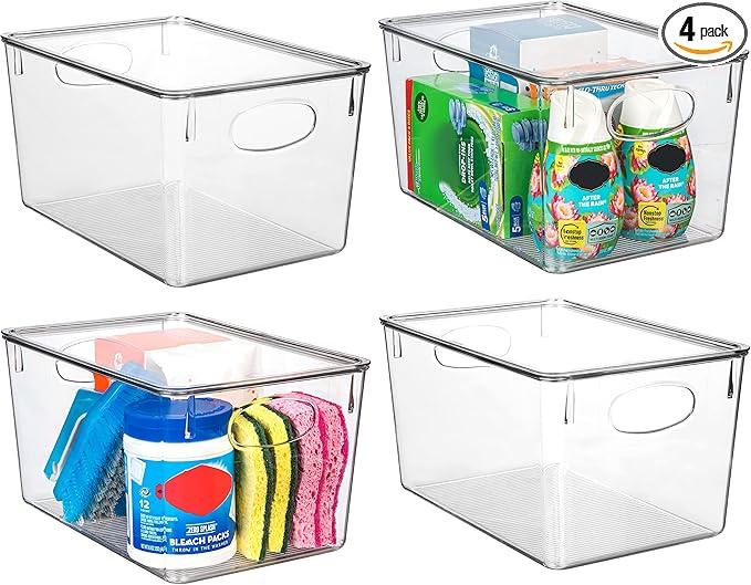 ClearSpace Plastic Storage Bins With lids, 4 Pack – Perfect Pantry Organization and Storage – Fridge Organizer, Pantry Storage Containers and Storage Bins, Cabinet Organizers - ModernBath