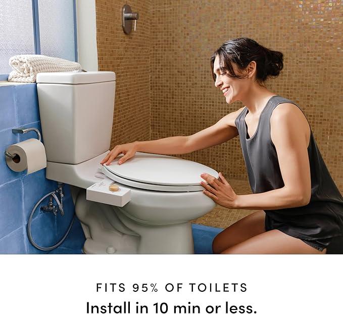 TUSHY Classic 3.0 Bidet Seat Attachment - A Non-Electric Self Cleaning Water Sprayer with Adjustable Water Pressure Nozzle, Angle Control & Easy Home Installation (Biscuit/Platinum) - ModernBath
