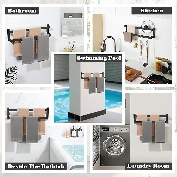 Alise Double Towel Bars for Bathroom Wall Mount,Double Towel Racks for Bathroom Towel Holder Black,SUS304 Stainless Steel Towel Rail Towel Hanger for Bathroom 23.6 Inch,Matte Black - ModernBath