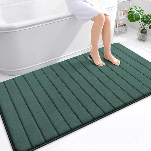 OLANLY Memory Foam Bath Mat 59x35, Super Soft Absorbent Bathroom Rugs, Quick Dry, Machine Washable Shower Floor Rugs, Bathmat Carpet, Bathroom Home Decor Accessories, Blackish Green - ModernBath