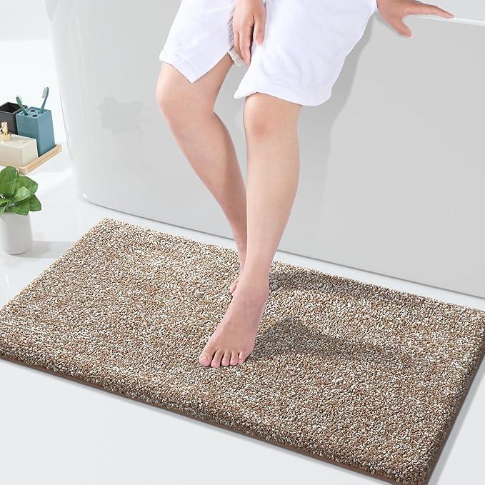 Yimobra Large Bathroom Rugs Non Slip Washable, Soft Absorbent Microfiber Bath Mat,Dual-Tone Decor Rug with Rubber Backing for Bathroom Floor,Tub and Shower,36x24,Home Essentials,Brown and White - ModernBath