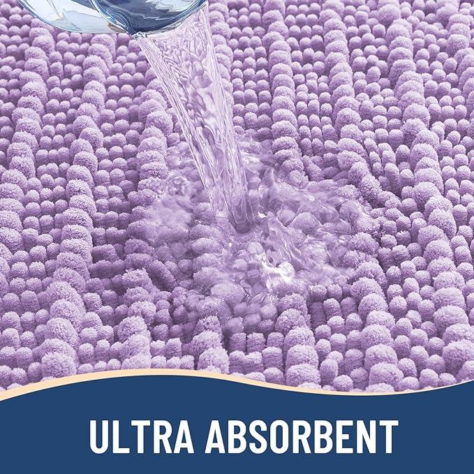 Arotive Luxury Chenille Bathroom Rug Mat, Extra Soft Thick Absorbent Shaggy Bath Rugs, Non-Slip Machine Wash Dry, Plush Bath Mats for Bathroom, Shower and Tub, 40x24, Light Purple - ModernBath
