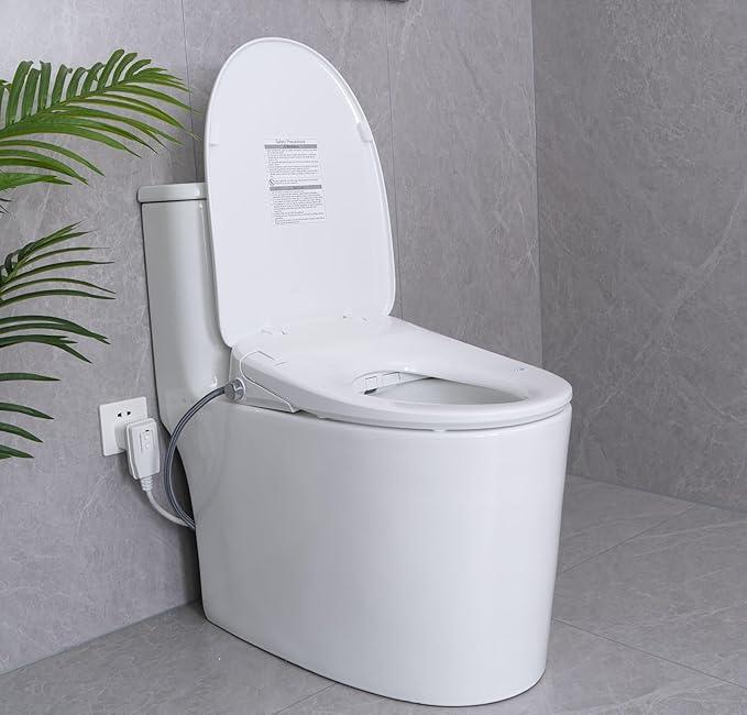 AQUATIZ Elongated Smart Toilet Bidet, Electric Toilet Seat with Self-Cleaning Nozzle, Adjustable Warm Water, Deodorizer, Air Dryer, LED Night light (Remote Control) - ModernBath