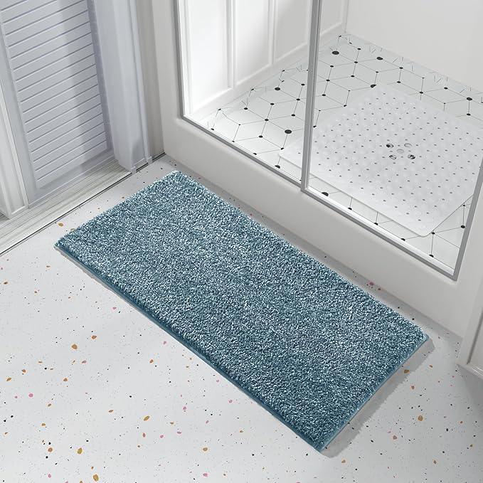 Yimobra Long Bathroom Rug Non Slip Washable, Soft Absorbent Microfiber Bath Mat, Dual-Tone Decor Rug with Rubber Backing for Bathroom Floor Tub and Shower,44x24,Home Essentials,Denim Blue - ModernBath
