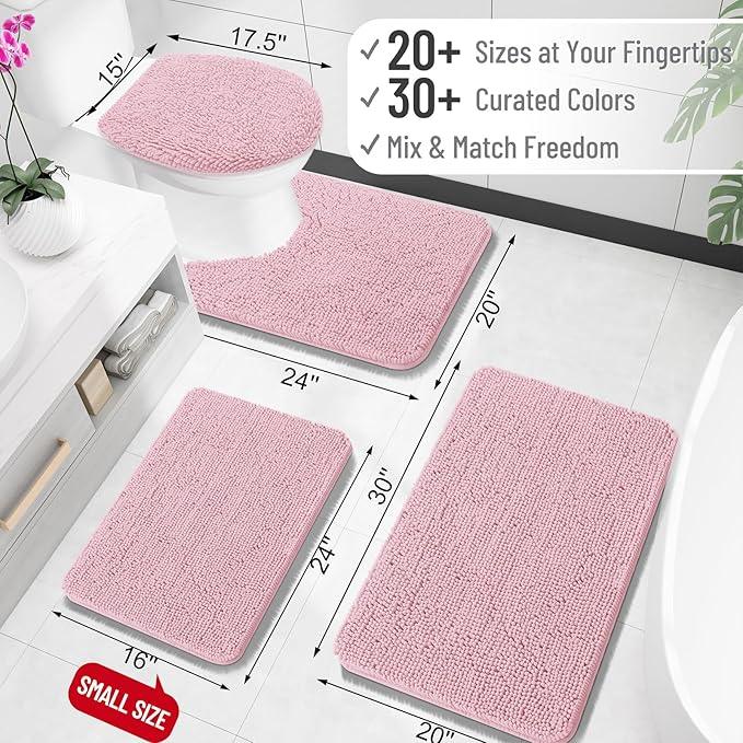 OLANLY Bathroom Rugs 36x24, Extra Soft Absorbent Chenille Bath Rugs, Rubber Backing Quick Dry, Machine Washable Bath Mats for Bathroom Floor, Tub and Shower, Home Decor Accessories, Dusty Rose - ModernBath