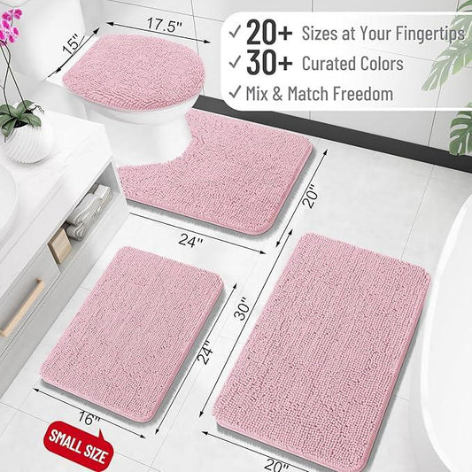 OLANLY Bathroom Rugs 30x20, Extra Soft Absorbent Chenille Bath Rugs, Rubber Backing Quick Dry, Machine Washable Bath Mats for Bathroom Floor, Tub and Shower, Home Decor Accessories, Dusty Rose - ModernBath