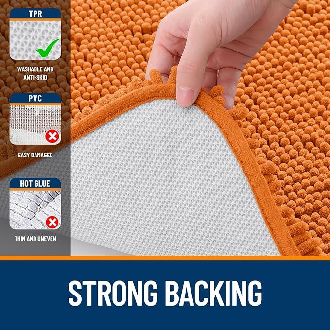 OLANLY Bathroom Rugs 44x24, Extra Soft Absorbent Chenille Bath Rugs, Rubber Backing Quick Dry, Machine Washable Bath Mats for Bathroom Floor, Tub and Shower, Home Decor Accessories, Clay - ModernBath