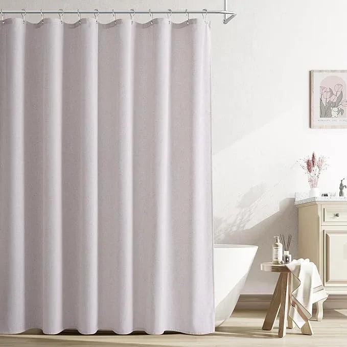 Naturoom Champagne Linen Shower Curtain, Cloth Textured Fabric Shower Curtain Set with Hooks, Simple Elegant Modern Farmhouse Country Ultra Thick Bath Curtains for Bathroom,Water Repellent,72x90 - ModernBath